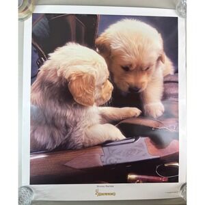 Vintage 1999 Browning Model 22 Hunting Partners Puppy Dog Store Display Poster
